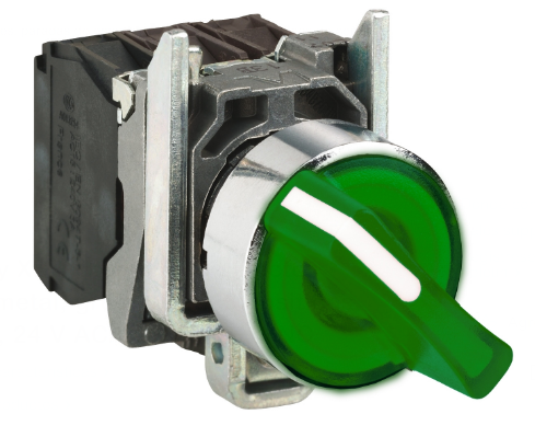 Selector Lumin.  Maneta Corta 3 Posic Metal Verde Ø 22Mm 24Vac/Dc 1Na+1Nc  Harmony
