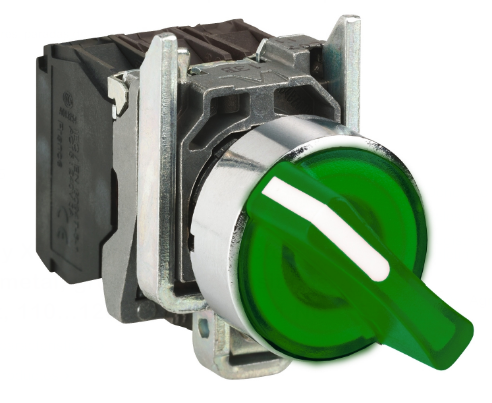 Selector Lumin.  Maneta Corta 3 Posic Metal Verde Ø 22Mm 110-120Vac 1Na+1Nc  Harmony