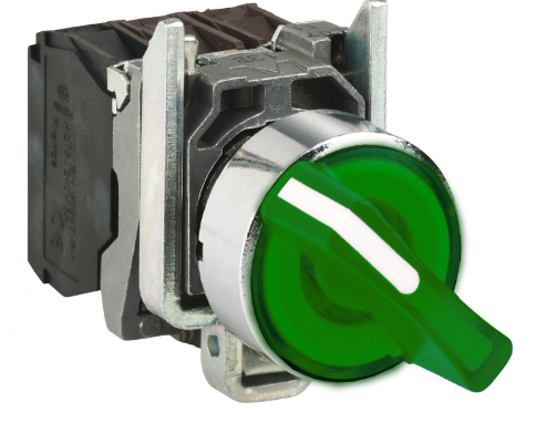 Selector Lumin.  Maneta Corta 3 Posic Metal Verde Ø 22Mm 230-240Vac 1Na+1Nc  Harmony