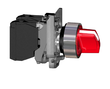 Selector Lumin.  Maneta Corta 3 Posic Metal Rojo Ø 22Mm 24Vac/Dc 1Na+1Nc  Harmony