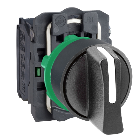 Selector Maneta Corta 3Posic Plast Negro Ø22Mm 2Na Harmony  C/Retorno