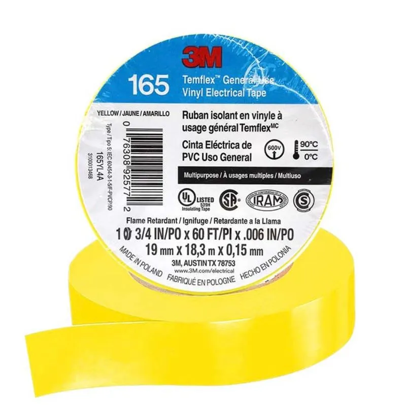 Cinta Aisl. Temflex 165 Vinilo 3/4"X 18Mts Amarillo